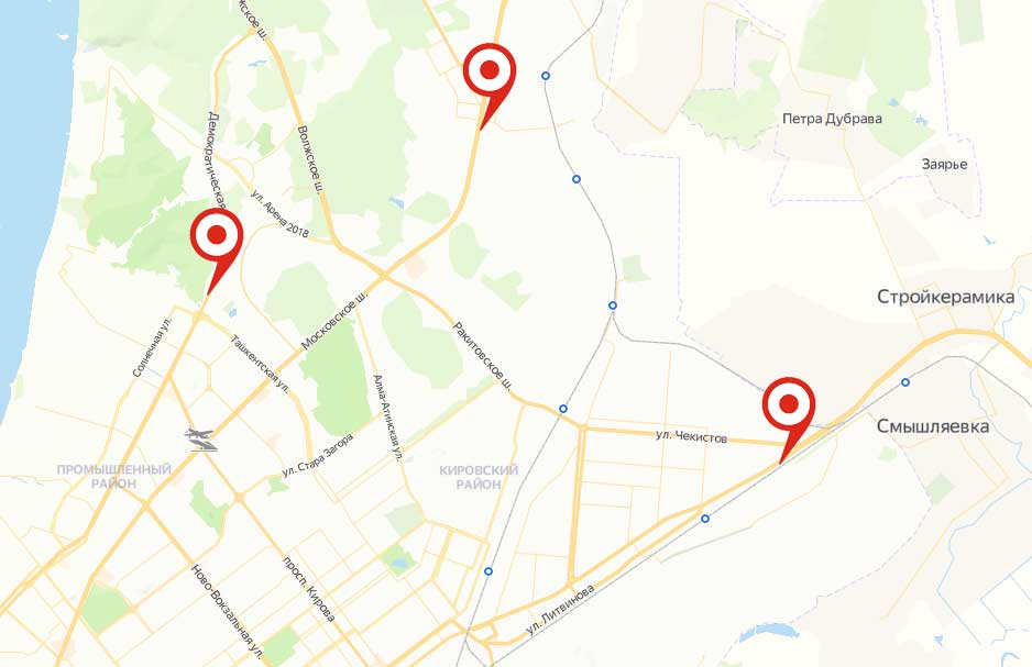 Карта пунктов проката